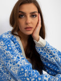 Blaue und weiße Damenstrickjacke mit Muster RUE PARIS
