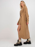 Camelfarbener dreiteiliger Strickset mit Top und Shorts