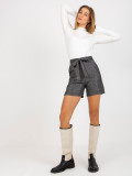 Elegante Damen Shorts in Dunkelgrau mit Gürtel