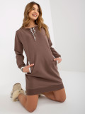 Braunes Mini-Dress mit Kordelzug