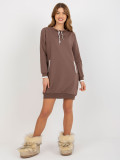 Braunes Mini-Dress mit Kordelzug