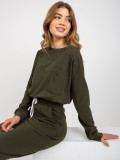 Khaki Casual Set mit kurzer Sweatjacke