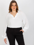 Ecru Bluse Plus Size mit Kragen