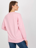 Helle rosa Basic Sweatshirt ohne Kapuze mit Schlitzen