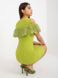 Limettengrüne Cocktailkleid mit breitem Volant