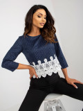 Elegante kurze Bluse mit 3/4-Ärmeln in Marineblau