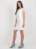 Ecru elegantes Cocktailkleid mit Bolero