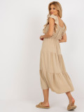 Beige Midi-Kleid mit Volant