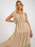Beige Midi-Kleid mit Volant