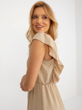 Beige Midi-Kleid mit Volant