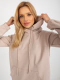 Beige Damen Kapuzenpullover aus Baumwolle