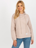 Beige Damen Kapuzenpullover aus Baumwolle