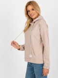 Beige Damen Kapuzenpullover aus Baumwolle