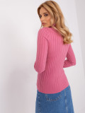 Rosa figurbetonender Pullover mit Rollkragen
