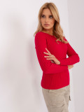 Roter Damen klassischer Pullover mit Streifen
