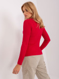 Roter Damen klassischer Pullover mit Streifen