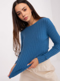 Dunkelblauer klassischer Pullover mit Streifen