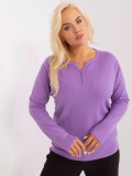 Lila Plus-Size Pullover mit Knöpfen am Ausschnitt