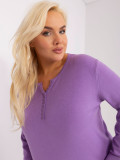 Lila Plus-Size Pullover mit Knöpfen am Ausschnitt