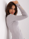 Grau klassischer Pullover mit Knöpfen an den Ärmeln