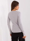 Grau klassischer Pullover mit Knöpfen an den Ärmeln