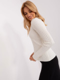 Ecru klassischer Pullover mit Rundhalsausschnitt