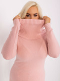 Helle rosa Plus-Size-Strickjacke mit Rippbündchen