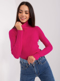Fuchsia gestreifter Pullover mit Rollkragen