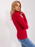 Roter Damenpullover mit Rollkragen aus Viskose