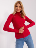 Roter Damenpullover mit Rollkragen aus Viskose