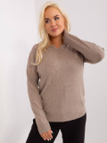 Beiger Plus-Size-Pullover mit Knöpfen