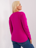 Fuchsia Damen Pullover Plus Size mit Rippbündchen