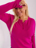 Fuchsia Damen Pullover Plus Size mit Rippbündchen