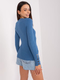 Dunkelblauer figurbetonter klassischer Pullover