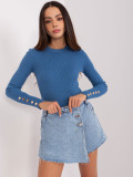 Dunkelblauer figurbetonter klassischer Pullover