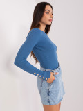 Dunkelblauer figurbetonter klassischer Pullover