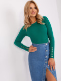 Dunkelgrüner klassischer Pullover mit Streifen