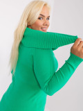 Grüner Damenpullover in Übergröße mit Rippen