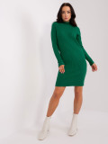 Dunkelgrünes Damen-Strickkleid mit Streifen