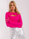 Fuchsia Pullover mit Ausschnitt