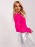 Fuchsia Pullover mit Ausschnitt