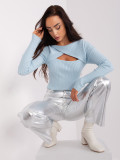 Helles blauer klassischer gerippter Pullover