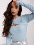Helles blauer klassischer gerippter Pullover