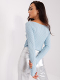 Helles blauer klassischer gerippter Pullover