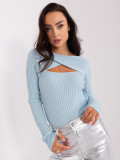 Helles blauer klassischer gerippter Pullover