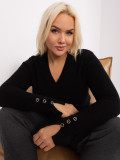 Schwarzer Plus-Size-Pullover mit V-Ausschnitt