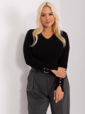 Schwarzer Plus-Size-Pullover mit V-Ausschnitt