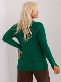 Dunkelgrüner Damen Pullover in Übergröße aus Viskose