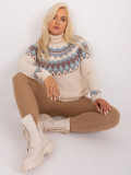 Helle beige Damen Pullover in Übergröße mit geometrischem Muster