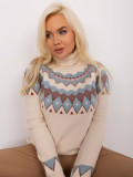 Helle beige Damen Pullover in Übergröße mit geometrischem Muster
